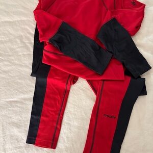 EUC Spyder Women's Charger Baselayer Red and Black Set